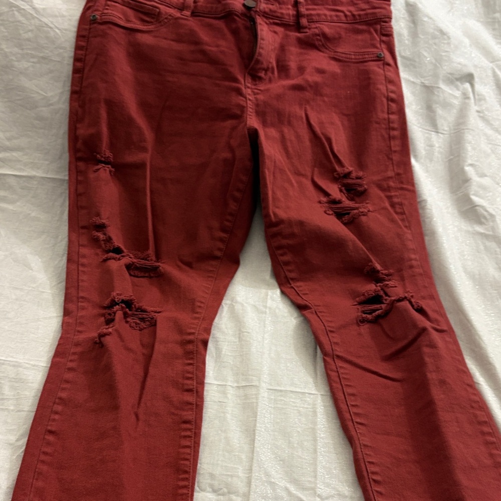 New York & Company Burnt Orange Distressed Jeggings - Picture 5 of 9